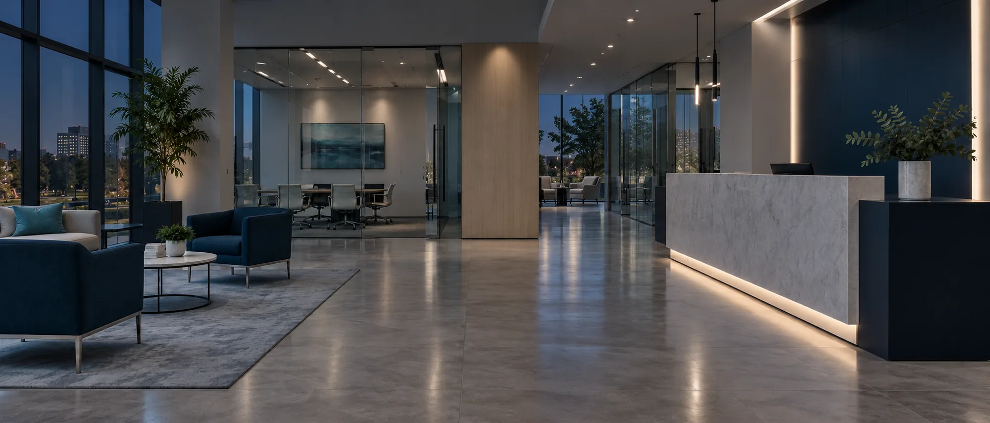 Commercial interior after professional cleaning