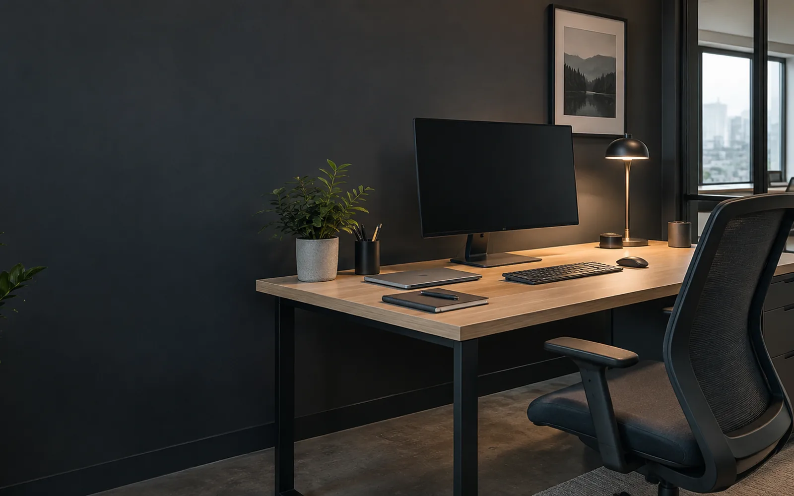 Clean modern office workspace